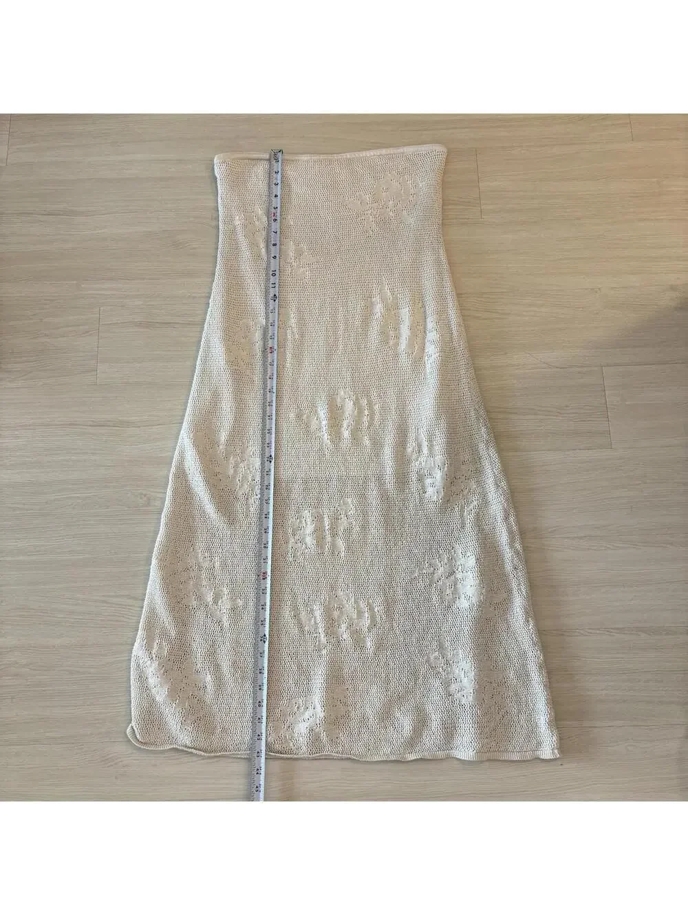 Abercrombie And Fitch Crochet Strapless Maxi Dress Cream Women’s Size XL Beachy - Picture 6 of 7